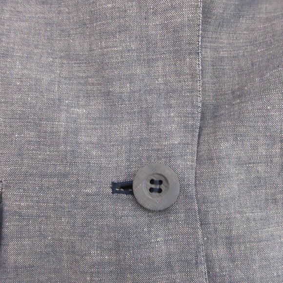Lane Bryant Women Blazer Jacket 16 Linen Chambray Blue Lined Casual Flap Pockets - Picture 5 of 8
